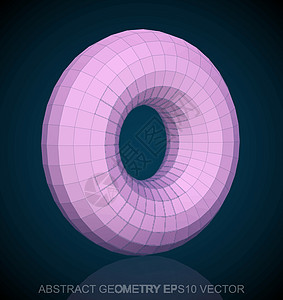 抽象立体低聚粉红色环面  EPS 10矢量图测量粉色几何学反射多边形长方形插图等距蓝色戒指图片