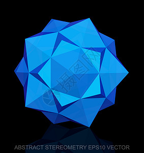 抽象几何低聚蓝色十二面体  EPS 10矢量图创造力反射黑色几何学插图等距多边形数字测量三角形图片