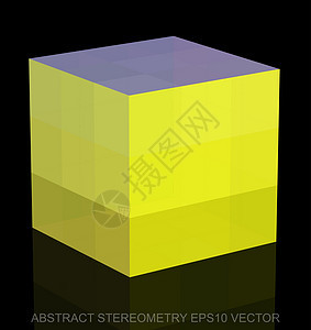 抽象几何低聚黄色立方体  EPS 10矢量图创造力几何学坡度多边形长方形插图数字紫色测量黑色图片