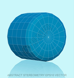 抽象立体低聚蓝色圆柱体  EPS 10矢量图等距长方形反射几何学圆柱数字创造力插图测量多边形图片