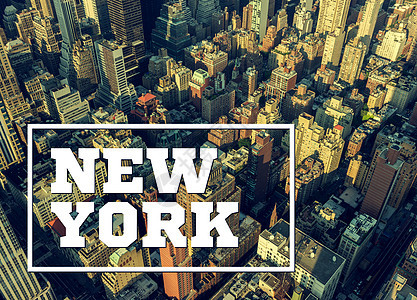 纽约市曼哈顿街与摩天大楼的空中观察天际旅行生活地标鸟瞰图建筑阁楼观光全景日落图片