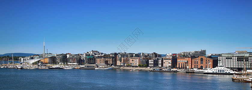 挪威奥斯陆全景海岸天空建筑学天际长廊巡航观光首都景观图片