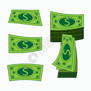 钱 概念商业利润 绿色美元 白色的矢量插图很容易分离背景图片
