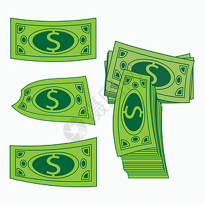 图标简单货币 概念商业利润 绿色美元 白色矢量插图很容易区分背景 也可以在白线上画一个图解图片