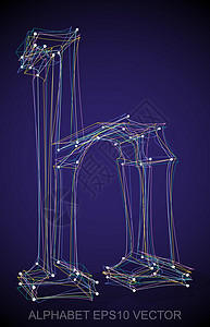 矢量图的多色素描 H  手绘 3D H艺术小写插图金属蓝色数字字母收藏阴影字体图片