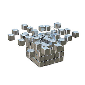 3D 解码金属立方体背景图片