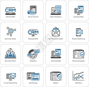一套商业和营销平面图标界面软件电脑药片信用卡电子邮件数据团队统计信息图片
