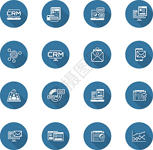 一套商业和营销平面图标电脑网站管理信封软件统计图表电子邮件团队信用卡图片
