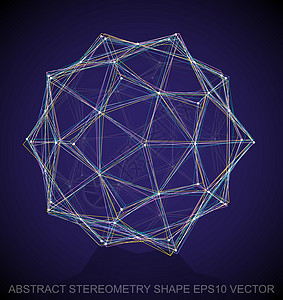 抽象立体形状多色速写十二面体 手绘 3D 多边形十二面体  EPS 10矢量图几何学蓝色三角形反射金属插图数字等距创造力草图图片