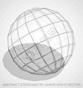 抽象几何形状铅笔速写球体 手绘 3D 多边形球体  EPS 10矢量图图片