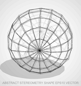 抽象几何形状 墨水速写球体 手绘 3D 多边形球体 EPS 10 矢量绘画艺术金属等距数字黑色插图长方形阴影白色图片