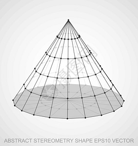 抽象几何形状 黑色草图科内手画3D多边形科内EPS 10 矢量等距锥体铅笔阴影节点创造力草图框架网格白色图片