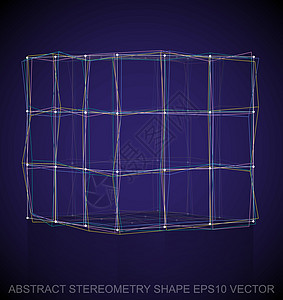 抽象立体形状多色速写立方体 手绘 3D 多边形立方体  EPS 10矢量图等距盒子蓝色创造力长方形正方形几何学插图反射测量图片