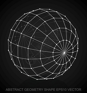 抽象立体形状 白色草图球体 手画3D多边形球体 EPS 10 矢量创造力网格黑色艺术框架节点等距绘画长方形反射图片