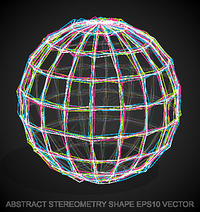 抽象立体形状多色速写球体 手绘 3D 多边形球体  EPS 10矢量图插图黑色艺术框架反射铅笔创造力长方形等距网格图片