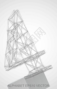 矢量图的铅笔速写 4 手绘 3D 4反射艺术金属字体绘画插图字母数字草图英语图片