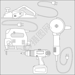 电动工具矢量组合-概要草图图片