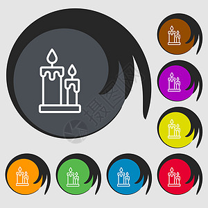 蜡烛图标标志 八个彩色按钮上的符号 韦克托图片
