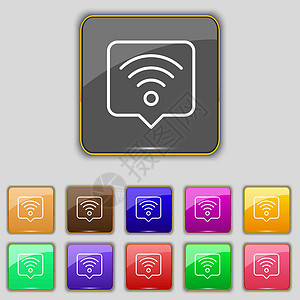 播客图标符号 设置为网站的11个彩色按钮 矢量图片
