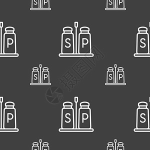 盐和胡椒图标标志 灰色背景上的无缝模式 韦克托插图用具调味品厨师香料设计餐厅味道摇床美食图片