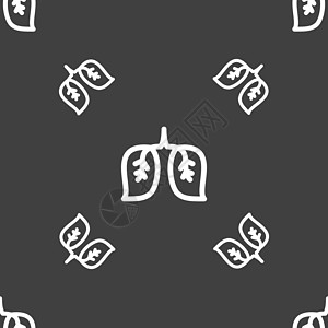 肺图标标志 灰色背景上的无缝模式 韦克托食物蝴蝶身体生态艺术标识胸部呼吸叶子贡献图片