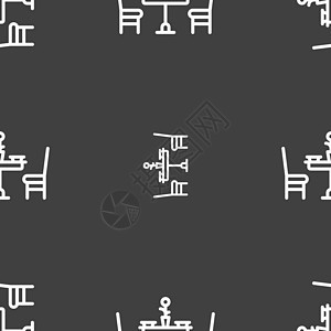 情人节大餐图标标志 灰色背景上的无缝模式 韦克托厨房夫妻椅子盘子草图客人感恩咖啡办公室午餐图片