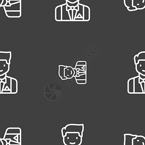 巴特勒图标标志 灰色背景上的无缝模式 韦克托派对服务午餐食物奢华互联网裙子咖啡店宴会用餐图片