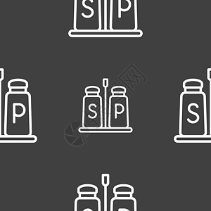 盐和胡椒图标标志 灰色背景上的无缝模式 韦克托谷物插图烹饪饮食食谱味道桌子厨具香料厨房图片