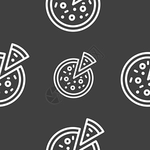 披萨图标标志 灰色背景上的无缝模式 韦克托食物蔬菜酒吧餐厅盒子卡通片美食胡椒插图厨师图片