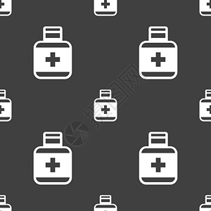 药丸图标标志 灰色背景上的无缝模式 韦克托液体正方形药物网络药店按钮胶囊化学治疗化学品图片
