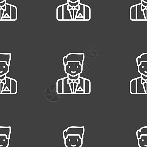 巴特勒图标标志 灰色背景上的无缝模式 韦克托男性裙子互联网工作厨房午餐婚礼服务派对职业图片
