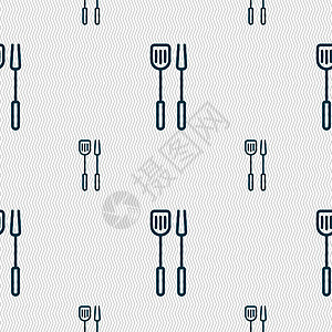 厨房用具设置图标标志 具有几何纹理的无缝模式 韦克托食物桌子金属装饰风格钢包烹饪沙拉团体勺子图片