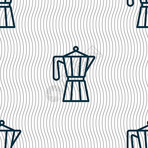 茶壶水壶时尚图标标志 具有几何纹理的无缝模式 韦克托餐厅用具早餐插画家空白厨房卡通片插图时间力量图片