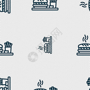 汉堡标志 具有几何纹理的无缝模式 韦克托艺术插图芝麻小吃牛肉饮食食物咖啡土豆油炸图片