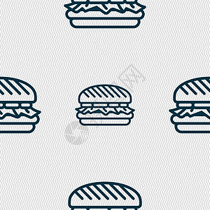 汉堡图标标志 具有几何纹理的无缝模式 韦克托牛扒食物小吃面包营养沙拉插图餐厅美食芝士图片