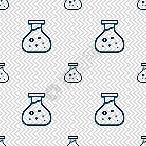 化学图标标志 具有几何纹理的无缝模式 韦克托药水化学品生物学烧瓶生物瓶子物质风暴蓝色活力图片