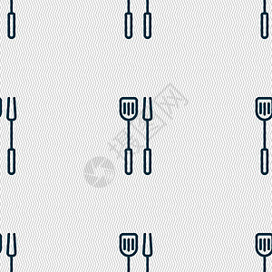 厨房用具设置图标标志 具有几何纹理的无缝模式 韦克托烹饪餐厅厨具沙锅刀具木头工具家庭团体食物图片