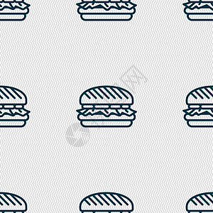 汉堡图标标志 具有几何纹理的无缝模式 韦克托营养美食艺术食物国家插图包子芝士洋葱午餐图片