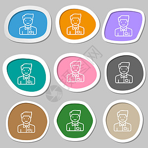服务员图标符号 五颜六色的纸贴纸 韦克托盘子午餐卡通片酒吧餐饮托盘服务咖啡店互联网桌子图片
