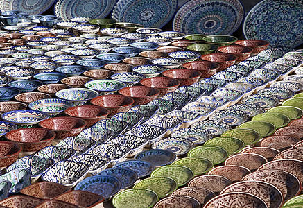 陶瓷器 乌兹别克斯坦旅行商品搪瓷陶器装饰品风格市场盘子手工工艺图片