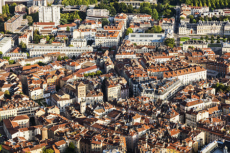 Grenoble 建筑  空中视图天线房子市中心街道日落蓝色正方形天际景观天空图片