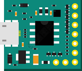 带有微控制器的DIY电子微型板晶体管处理器原理图焊接芯片半导体电阻器木板编程卡片图片