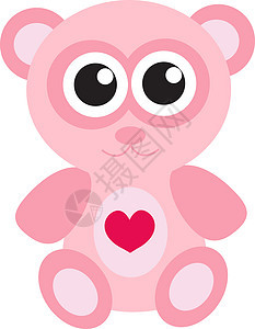 可爱的粉色泰迪熊图标 平面设计 孤立在白色背景上 矢量插图 剪贴画图片