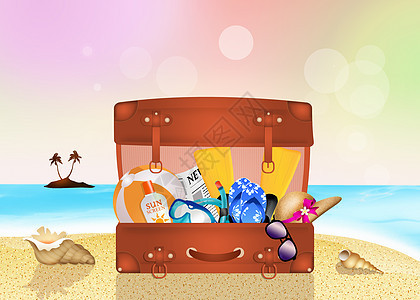 夏季行李箱背景图片