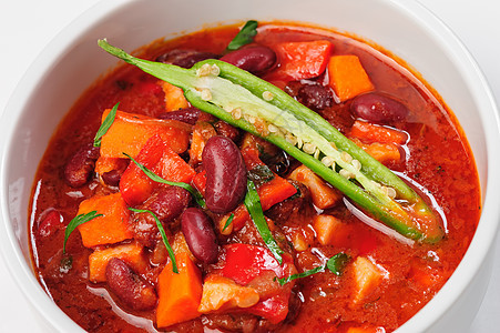可变炖汤或厚汤美食蔬菜辣椒饮食午餐盘子营养豆类香菜红豆背景图片