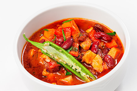 可变炖汤或厚汤辣椒蔬菜草本植物美食营养盘子午餐饮食红豆胡椒图片