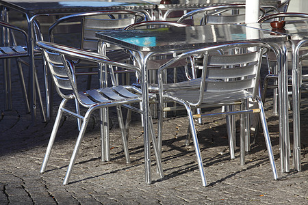 银金属桌椅餐厅行业椅子桌子排椅餐饮咖啡店外贸图片