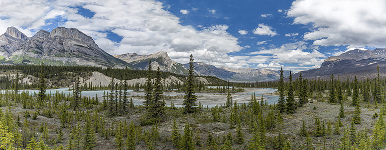 Athabasca河-加拿大贾斯珀国家公园全景图片