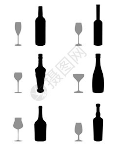 玻璃杯和玻璃瓶杯子庆典精神收藏插图酒杯酒吧瓶子果汁餐厅图片