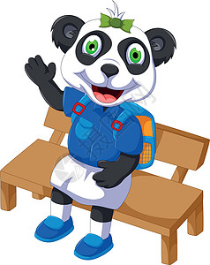坐在柴上的可爱熊猫卡通图片